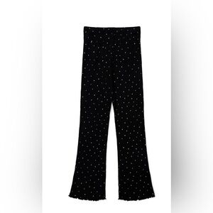 NWT Wonder Nation Girls Black Silver Dot Flare Leggings Size 7 Black Silver Dot
